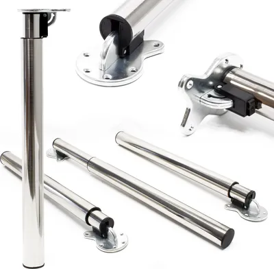 Zdjęcie produktu dla Wiltec zestaw 4 nóg meblowych z regulacją wysokości 70-110cm nikiel