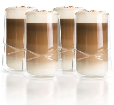 Image de Verres à latte macchiato, 350 ml, gobelets isothermes à double paroi pour café, lot de 4