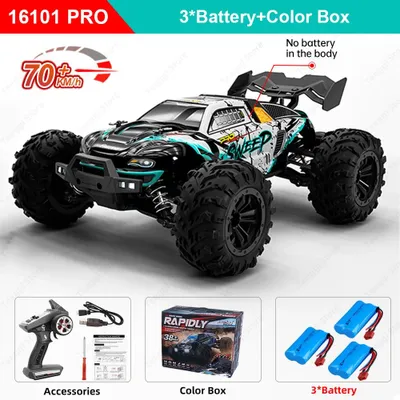 Produktbild von Ferngesteuertes RC-Auto - 16101 PRO - Maßstab 1:16 - 4WD - Driftfunktion - LED-Beleuchtung - 120 m Reichweite - Blau