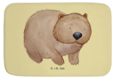 Produktbild von Mr. & Mrs. Panda Badteppich Wombat - Gelb Pastell - Geschenk, Badvorleger, Badezimmer Matte, Motivation, badezimmervorleger, Badezimmerteppich, Lustige Sprüche, Badematte