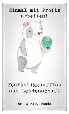 Produktbild von Mr. & Mrs. Panda Handtuch Touristikkauffrau Leidenschaft - Weiß - Geschenk, Kleines, Mini-Handtuch, gäste wc, Klein, baumwolle