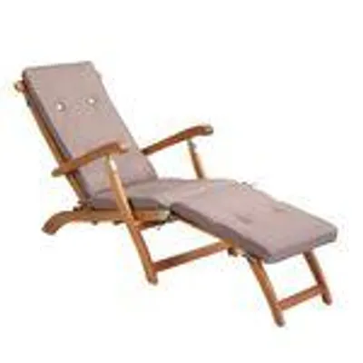 Image de Coussin pour chaise longue Gris Crème Réspirant résistant à l'eau 186x42x5cm Jardin Balcon Terrasse