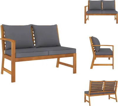 Produktbild von vidaXL Gartenbank 114,5 cm mit Dunkelgrauen Kissen Massivholz Akazie - Gartensofaelemente