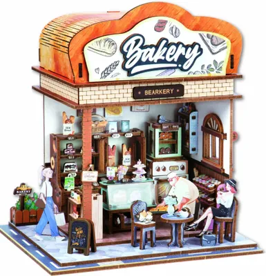 Produktbild von Book Nook – DIY-Bausatz für eine 3D-Buchstütze – Mini-Bäckerei Nookland – 14 x 16 x 26,5 cm