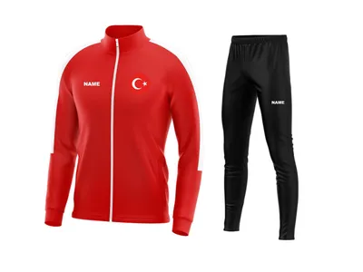 Produktbild von Trainingsanzug TÜRKEI Rot/Schwarz Sportanzug Jogginganzug mit Druck (Name, Nummer oder Initialen) Größe: S