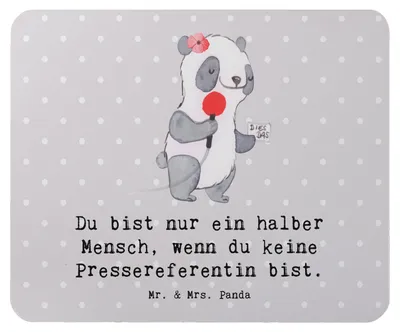 Produktbild von Mr. & Mrs. Panda Mouse Pad Pressereferentin Herz - Grau Pastell - Geschenk, Studium, pc mauspad, Spruch, Presseagentur, Lustig, mousematte, Witzig, laptop, Mousepad