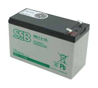 Zdjęcie produktu dla SSB SBL7.2-12L 12V 7,2Ah 6,3mm Faston akumulator kwasowo-ołowiowy AGM akumulator ołowiowo-żelowy
