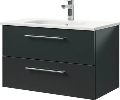 Produktbild von Pelipal Badmöbel-Set Sunline 121 BxHxT 81 x 50 x 46 cm Frontfarbe anthrazit mit Mineralguss-Waschtisch und Waschtischunt