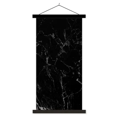 Produktbild von MuchoWow® Textilposter Marmor - Schwarz - Naturstein 60x120 cm mit schwarzem Rahmen - Magnete