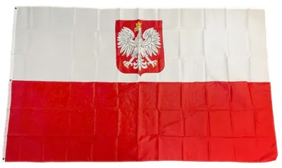 Produktbild von Flagge Polen mit Wappen 150 x 250 cm Fahne mit 3 Ösen 100g/m² Stoffgewicht