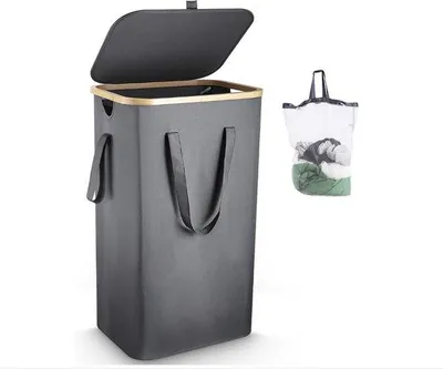 Produktbild von Famanu Wäschekorb mit Deckel, 100L faltbar, große Kapazität, tragbar