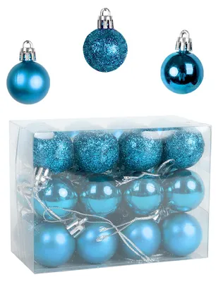 Weihnachtskugeln-Set, 24 Stück, matt, glänzend, glitzernd, 3 cm, Kunststoff