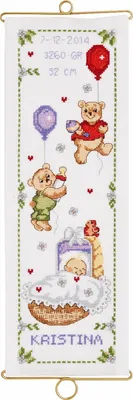 Zdjęcie produktu dla Zestaw do haftu krzyżykowego Permin "Dziewczynka do chrztu", wzór liczony, 14x40cm, 36-2345