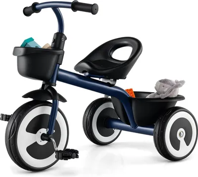 Produktbild von COSTWAY Laufrad Laufräder mit verstellbarem Sitz & 2 Körben vorne & hinten, 3-Rad Lauffahrrad Carbon-Eisenrahmen, Dreirad für Kinder ab 1 Jahr Blau