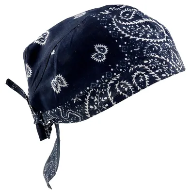 Produktbild von Bandana Mütze zum Binden Paisley Muster blau-navyblau weiß