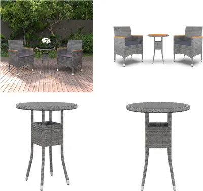Produktbild von vidaXL 3 tlg. Garten Essgruppe Poly Rattan Grau - Garten Essgruppe - Garten Essgruppen - Outdoor Essgruppe - Essgruppe Terrasse