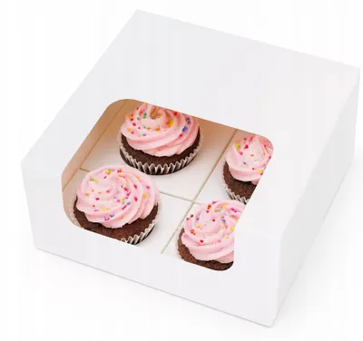 Produktbild von Rubicello Muffin-Box weiß mit Fenster und Einsatz