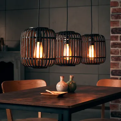 Produktbild von 3 flammige Hängelampe - Pendelleuchte Nature-Style - kürzbar 1m Breite