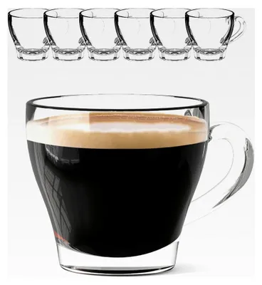 Produktbild von Cappuccino-Gläser mit Henkel Set (6 Stück) - 180 ml - Spülmaschinenfest - Teegläser mit Henkel