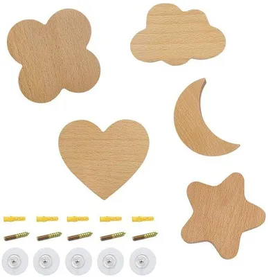Obrázek produktu pro Dřevěné věšáky – 5 kusů – bukové dřevo – jedinečný design