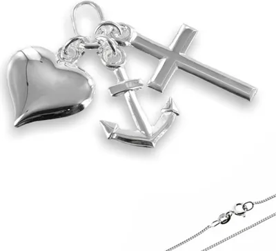 Produktbild von Kette Glaube Liebe Hoffnung: Anhänger Schmuck Silber 925 Anhänger + 45 cm Kette