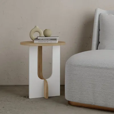 Produktbild von Skye Decor, Luna - Oak, White, Beistelltische, Weiß, 40 x 47 x 40 cm