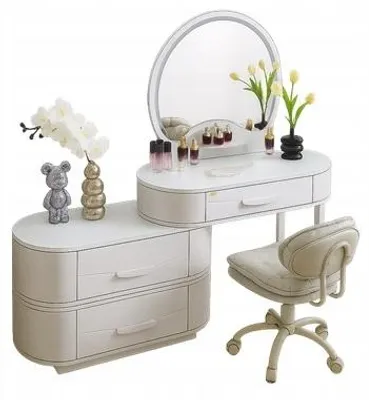 Zdjęcie produktu dla Toaletka Kosmetyczna z Lustrem LED Oświetlenie Glamour do Makijażu 2206