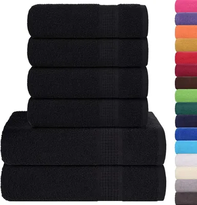 Immagine prodotto di vidaXL Set di 6 asciugamani FROGN Nero 360 g/m²