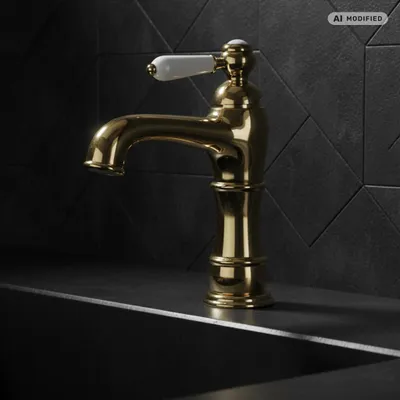 Produktbild von PaulGurkes Nostalgie Wasserhahn Gold Einhandmischer Waschtischarmatur