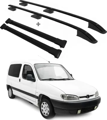Obrázok produktu pre Sada strešných nosičov pre Citroën Berlingo a Peugeot Partner (1996–2008), hliník, čierna, 4 ks