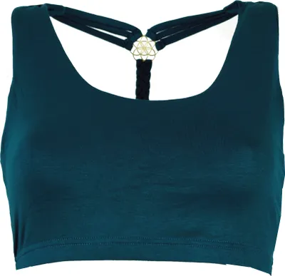 Produktbild von Goa Psytrance Bikini Top, Boho Top, Pixi Yoga Top - Petrol, Damen, Türkis, Elasthan,Viskose, Größe: L