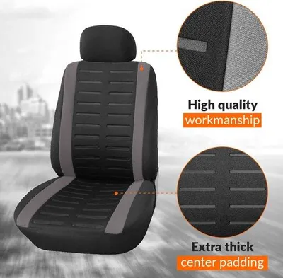 Produktbild von Famanu Autositzbezüge Set - Schwarz/Grau, 4-teilig