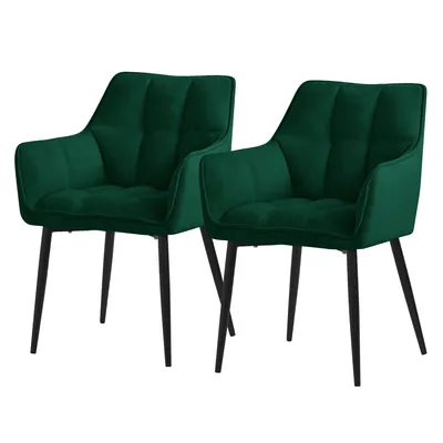 Obrázek produktu pro ML-Design 2x jídelní židle v ručníkové tkanině, tmavě zelená, se silným čalouněným sedákem