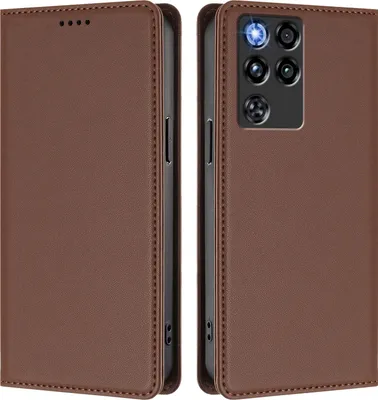 Immagine prodotto di Custodia in pelle per ZTE nubia RedMagic 11 Pro, custodia magnetica in Finto cuoio con supporto Marrone