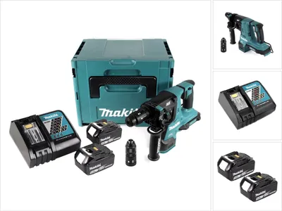 Produktbild von Makita DHR 281 RTJ Brushless Akku Bohrhammer 28 mm im Makpac mit 2x 18 V- 5 Ah/5000 mAh Akku und Ladegerät
