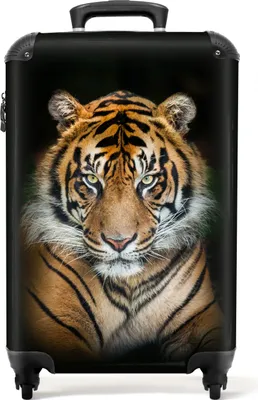 Produktbild von NoBoringSuitcases.com® - Tiger-Koffer - Orangefarbener Reisekoffer - 55x35x25Handgepäck Koffer 55x35x20 cm, 36L,