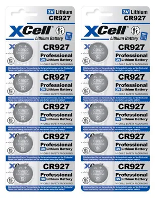 Zdjęcie produktu dla 10x XCell CR927 litowe ogniwo guzikowe 3V 30mAh (2x blister po 5 sztuk)