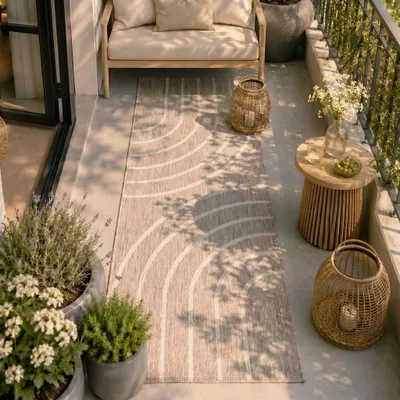 Zdjęcie produktu dla Volero - Dywan na balkon - Sierra Curves Beżowy/Kremowy - 80x250 cm