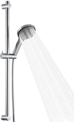 Produktbild von Unyqoos® verstellbares Duschstangen-Set 50–80 cm mit 130 mm Duschkopf, 6 Strahlarten, bis 60% Wasserersparnis, 1,6 m Edelstahl-PVC-Schlauch