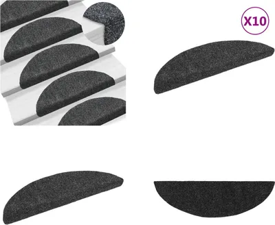 Produktbild von vidaXL Selbstklebende Treppenmatten 10 Stk. Dunkelgrau 56x17x3 cm - Treppenmatten - Stufenmatten - Treppenteppiche - Treppendekorationen