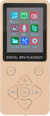 Productafbeelding van MP3/MP4-speler met Bluetooth 5.0, ultradun, 1,8-inch kleurendisplay, 128 GB uitbreidbaar geheugen, draagbare videospeleraar voor muziek, goudkleurig
