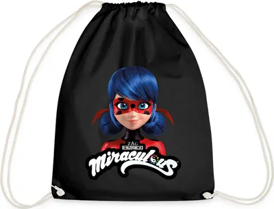 Produktbild von Spreadshirt Miraculous Ladybug Mit Logo Turnbeutel, One size, Schwarz