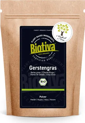 Immagine prodotto di Erba d'orzo in polvere Biotiva 500g da agricoltura biologica