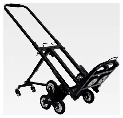 Produktbild von Schwerlast Sackkarre klappbar 150 kg Treppensteiger mit 3-fach Sternrädern und 2 Ersatzreifen, höhenverstellbar 73-114 cm