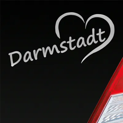 Produktbild von Auto Aufkleber Darmstadt Herz Stadt City Liebe Love Heart 15x8 cm Silber Sticker Heckscheibenaufkleber
