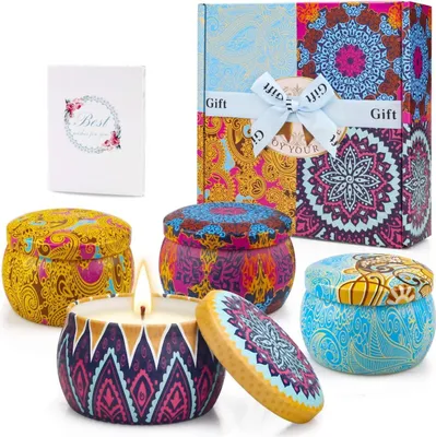 Image de Geurkaarsen Set - Bougies parfumées, bougies aromatiques, bougies Set cadeau 4 pièces