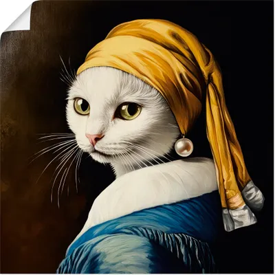 Produktbild von ARTland Poster Die Katze mit dem Perlenohrring Größe: 40x40 cm