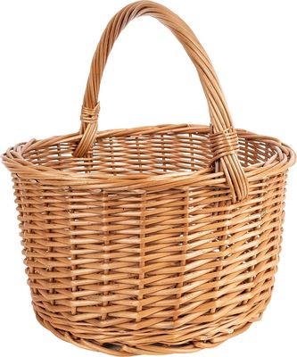 Creative Home Weidenkorb mit Henkel | 35 x 35 x 36 cm (+/- 2 cm) Groß und Leicht | Handgeflochten, Geschenkkorb, Obstkorb, Picknickkorb