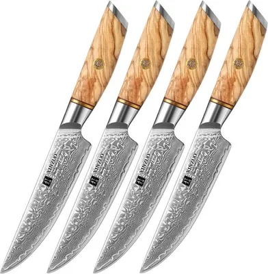 Produktbild von XinZuo - Damast Steakmesser 4 Stück - B37 Lan Serie