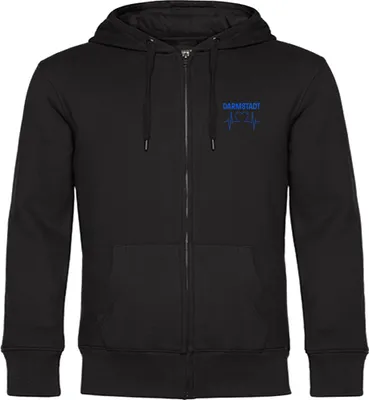 Produktbild von multifanshop Kapuzen Sweatshirt Jacke - Darmstadt - Herzschlag, schwarz, Größe L